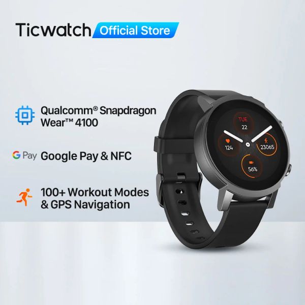 Relógios ticwatch e3 wear sistema smartwatch para homens e mulheres Snapdragon 4100 8GB ROM IP68 Impervenção a água Google Pay iOS e Android compatíveis