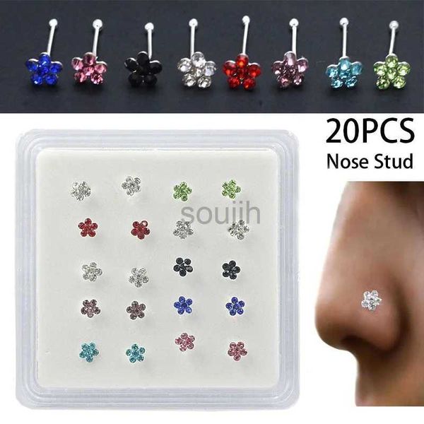 Body Arts 20pcs/Box Body Body Piercing Gioielli anelli naso per donne per donne colorate a fiordia di cristallo Gioielli unghie all'ingrosso D240503 D240503