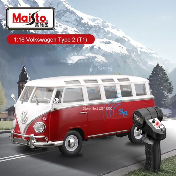 Maisto 116 T1 Bus Leghe Toy Model RC Modello Diecast Simulazione Viologi per veicoli su larga scala per regali di compleanno per ragazzi 240428