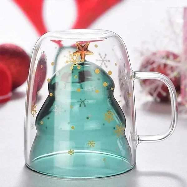Becher hitzebeständige Doppelschichtglas mit Griff Wasser Tasse Milch Büro Kaffee Weihnachtsbaum schöner Star