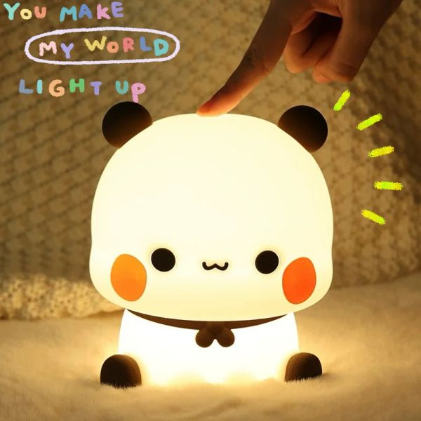 Bulbos urso panda bubu e dudu liderados luminosa lâmpada de luz fofa animal nightlight home bedroom decoração de bonecas de bonecas para crianças