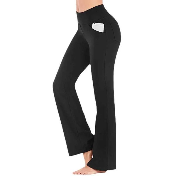 Frauenhose Capris Outdoor Flare Hosen Frauen Hohe Taille Hosen Latin Danzhose Weitbein im Fitnessstudioausbildung elastischer Bein Volles Set enge Hose Y240504