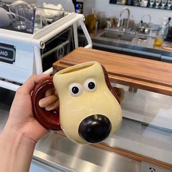 Tazze simpatiche cartone animato 3d ceramica tazza per cane orso latte farina d'avena di farina di grande capacità tazza di caffè