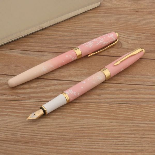 1pc Pen 10pc Ink Metall 83 Fountain Pink Flowers F NIB Business Office School Supplies Ink Stifte 240428