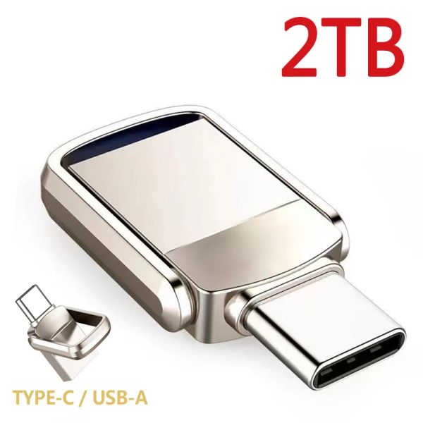 Adattatore ad alta velocità 2 TB 1 TB USB 3.0 Flash Drive U Disk Pen Drive Metal 256 GB USB Flash Drive 128GB Pendrive Memory Stick Adapter