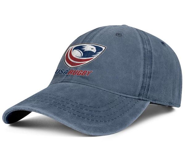 Стильная логотип USA Rugby Unisex Denim Baseball Cap Cool Team Hats White4476061