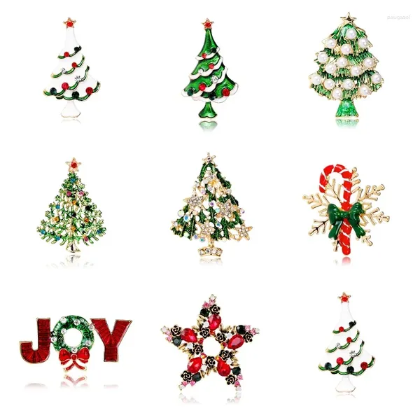 Broches Árvore verde de Natal para homens homens esmalte o floco de neve nó estrelado por joias de joalheria escritório pinos de broche de natal presentes de natal