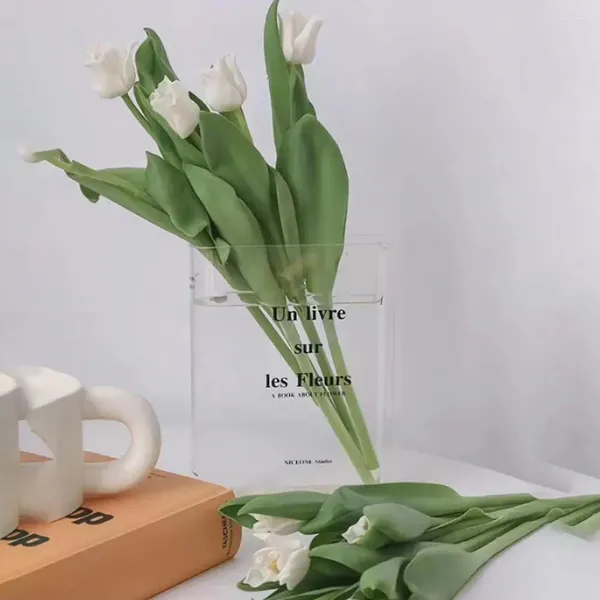 Vasos Vasos de flor de estilo nórdico Design de livros acrílicos para decoração de escritório em casa amantes de presentes exclusivos elegantes