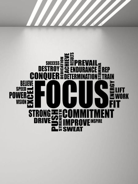 Focus Decal Decal Motivational Sign Palestre Citazione Poster Poster Fitness Sport Vinyl Sticker Camera da letto Inspirazione HomeGym Decor3230935