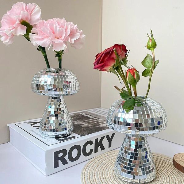 Vasos Vasos Vaso de cogumelo para espelho de prata de vidro de flor Presentes personalizados Vovó Mulheres Presente Custom