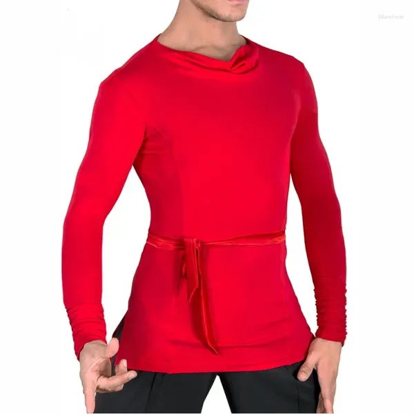 Stage desgaste masculino camisa de baile de baile dança de baile de manga longa de manga comprida