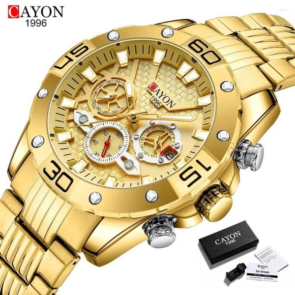 Armbanduhr Cayon Fashion Watches für Männer Luxus Original klassischer Quarzuhr Analog Chronograph Sport Waterdes Steel Band Armbanduhr