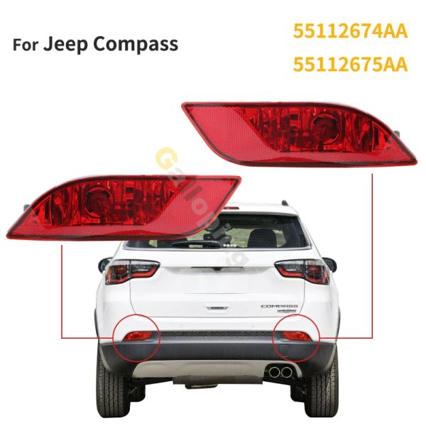 Set di bumper posteriore Lampada leggera Bulbs Reflecter Stop Cover per Jeep Compass 20172020 55112674AA 55112675AA CORDINA