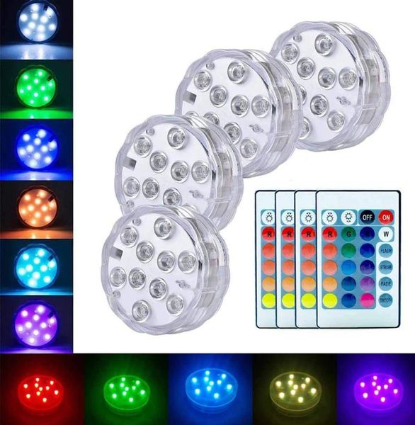 Batteria a batteria 1013 LED LED RGB LED RGB Light sommergibile Lampada Night Underwater Lampade da piscina Luci da piscina per vaso di matrimonio Bow6883083