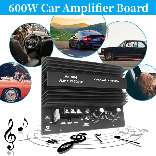 Amplificadores 600W Placa de amplificador de áudio de carro 12V 10A 30280KHz para poderosos alto -falantes de subwoofer jogador Auto -potência Amplificadores de potência de carros de alta potência
