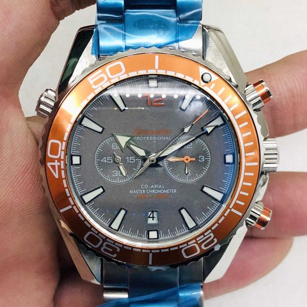 Designer Watch Reloj Uhren AAA Automatische mechanische Uhr Oujia Haima Fünf Nadel Orange Grey Vollautomatische mechanische Uhr