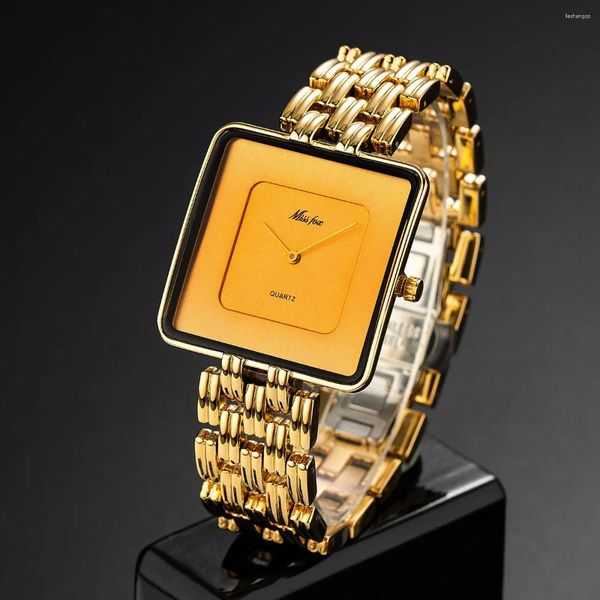 Нарученные часы Drop Fashion Quartz Watch for Women Золотая нержавеющая сталь 2024 Ladies Simple Women Watches