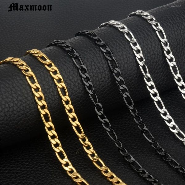 Catene Maxmoon 2024 Fashion Figaro Chain Necklace Uomini in acciaio in acciaio Oro Colore lungo per gioielli regalo Hubres