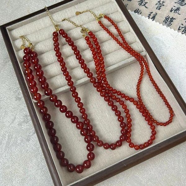 Ketten rot facettiertes Achat Natursteinperlen Kristall runden losen Abstandshalter Perle für Schmuck, die DIY -Nadelarmbänder Halskette machen