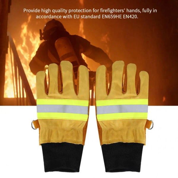 Guanti cuoio cuoio guanti antincendio resistenti al calore protezione da lavoro radiante guanti ignifugo per proteggere i guanti di sicurezza dei soccorritori