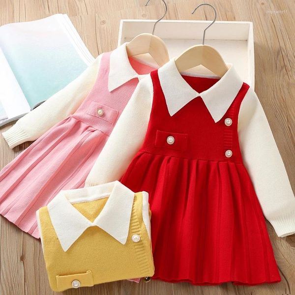 Abito da ragazza vestito per maglione femminile autunno e inverno bambino a maniche lunghe lana per bambini