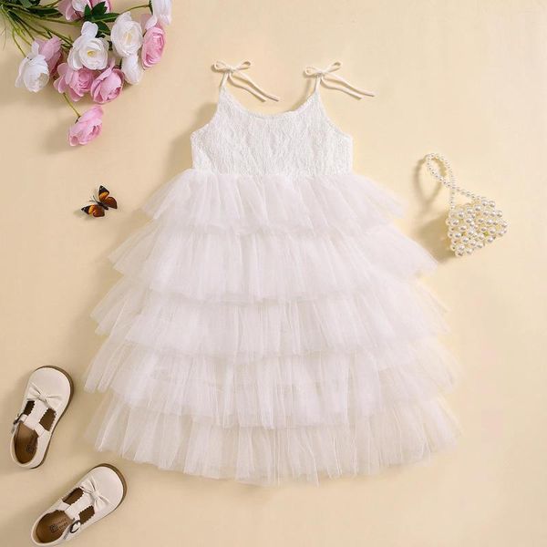 Mädchenkleider Prinzessin Tulle für Mädchen Kinder Sommerparty Tutu Kleid Kid Kuchen Schicht Sling Abend Freizeitkleid