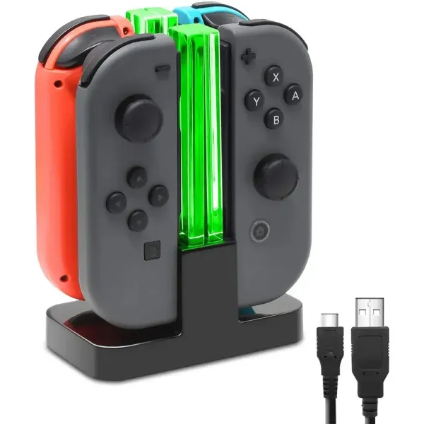 Chargers Data Frog Nintend Switch 4 Carregador do controlador LED Indicador Carregando estação Dock para Nitendo Switch Nintendo NS Joycon Accesso