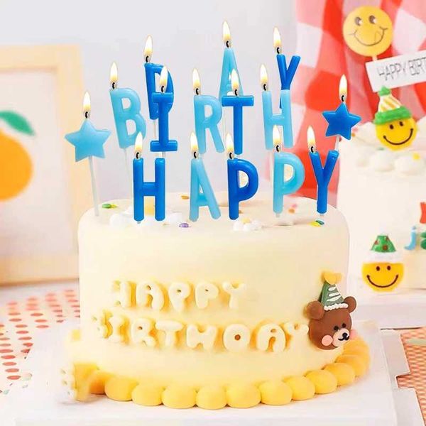 3 pezzi Candele Lettera di buon compleanno Cake Candle Pink Blue Childrens Party Baking Decoration Little Prince Little Princess Candle