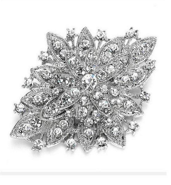 Diamante in cristallo di strass in argento in argento vintage Diamante grande per spilla a fiori per bouquet di nozze 11 colori disponibili5991883