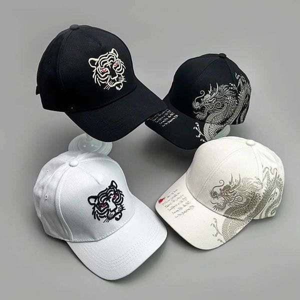 Ball Caps Yeni Dragon Tiger Hip Hop Sokağı Erkekler Kadın Beyzbol Şapkaları Pamuk Şirket Çin Serin Güneş Koruyucu Moda Spor Snapback Caps T240429