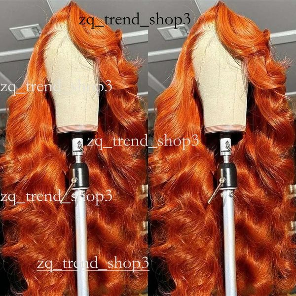 Ondas corporais Orange laranja 13x6 HD Lace Front Wigs Human Human Brasy Remy Colorido pré -arrancado 13x4 Human Hair Lace Frontal Wig 378