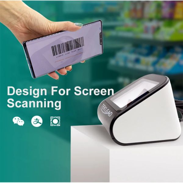 Scanner QR Code Reader Mobile Zahlung Desktop Auto Induktion Barcode Scanner mit USB -Port -Design für Scan -Telefonbildschirm