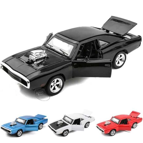 Diecast Model Cars 1/32 Fast Furious 7 1970 Dodge Charger R/T Cast Alloy Mini Toy Car Model Back Soundlight Series Childrens Giftsl2405 zurückgezogen