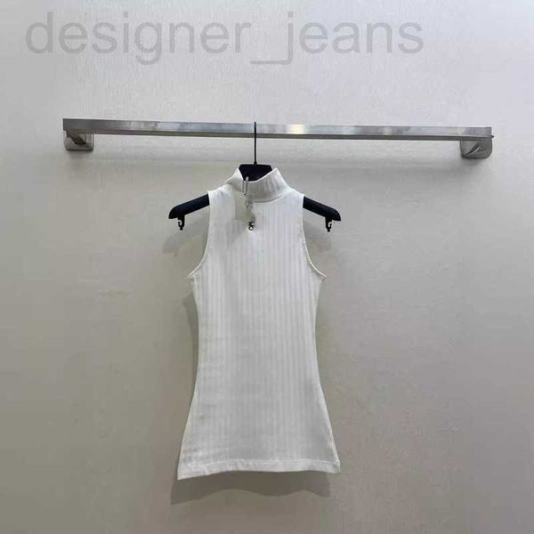 Damen-T-Shirt-Designerin der frühen Frühling Neue Loe High Ding Koreanischer Stil minimalistischer Nacken Taille Wrap Feste Farben Vielseitige, ärmellose Strick-Tanktop 5dq4