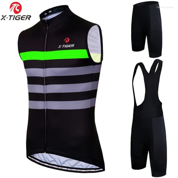 Yarış Setleri X-Tiger Pro Sleeless Bisiklet Yelek Bisiklet Giyim MTB Giyim Kiti Bisiklet Bisikleti Üniforma Anti-UV Jersey Seti