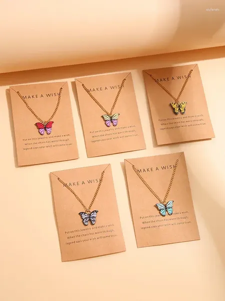 Colares de pingentes 5pcs Moda Women Colar Korea Style Butterfly Presente para garota