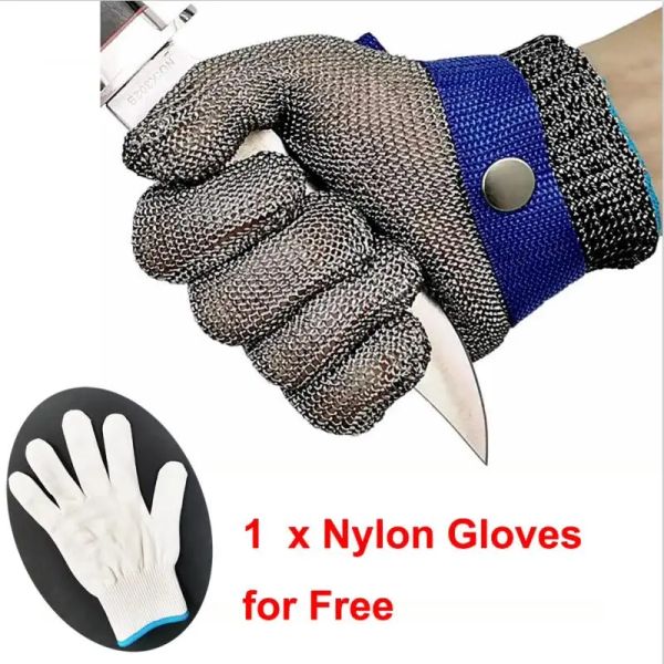 Guanti guanti resistenti in acciaio inossidabile guanti funzionamento guanti guanti antim taglio in rete metallica per macellaio uomo