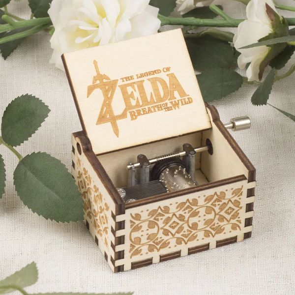 Miniature Zelda Music Box Wooden Hand Rocker Sky City Vintage Music Box per moglie, figlia/figlio regalo natalizio regalo di Natale