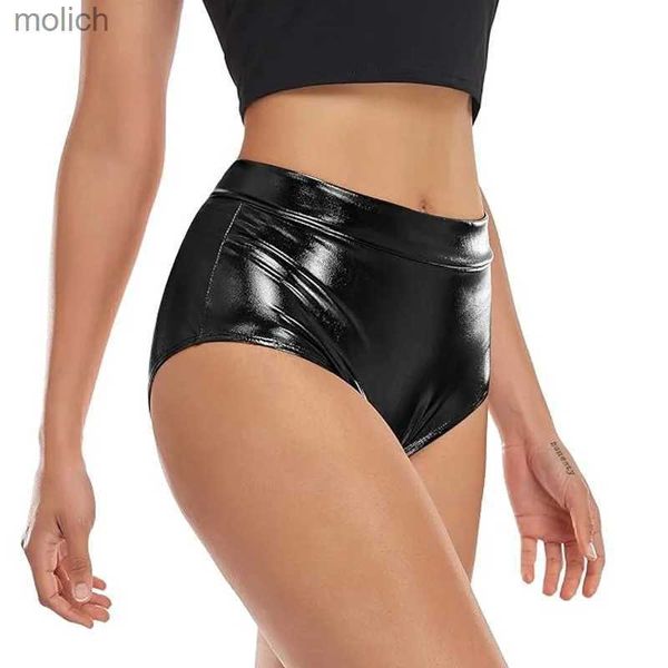 Frauenshorts glänzende PU -Damen Leder Shorts Sexy Nachtclub Shorts Mädchen Ultra dünne elastische Taillen Shorts Plus Größe bequeme weiche heiße Hosen Wx