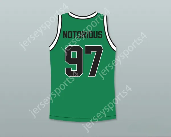 Custom Nay Mens Youth/Kids Notorious B.I.G.97 Bad Boy Green Basketball Jersey con patch top top cucite S-6xl