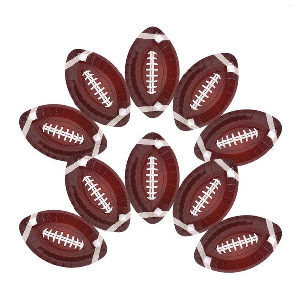 Одноразовая посуда 20 ПК, регби для вечеринки, подают лотки для пластинчатых футбольных блюд футбольные шарики