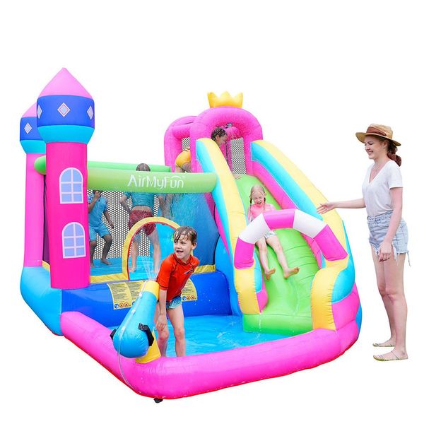 Надувная вода слайд с Bounce House Jumping Combo Park Park Parkhouse for Kids Bouncy с Splash Bool Outdoor Backyard