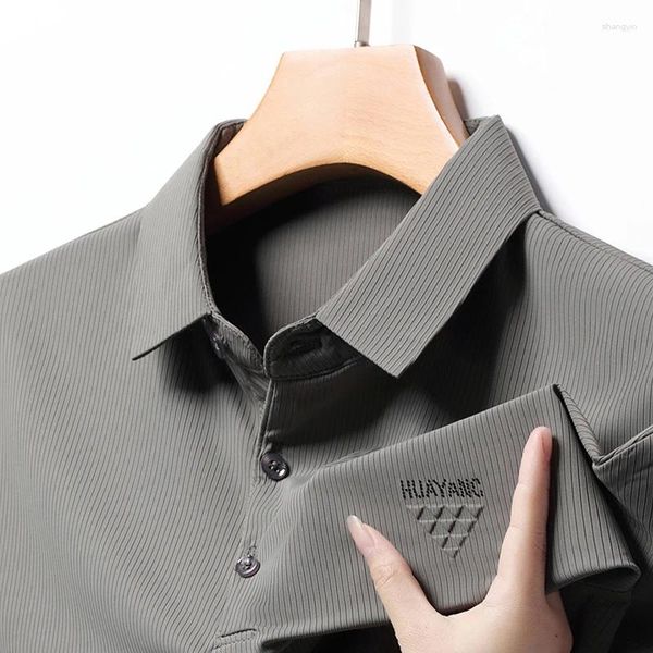 Polos de polos masculino Lazer de negócios 2024 Bordados camisa de lapela de lapela