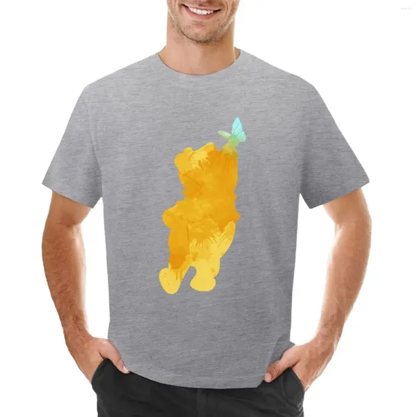 Erkek Polos Bear Inspired Silhouette T-Shirt Siyahları Plus Boyut Üstleri Kawaii Giyim Tasarımcısı T Shirt Erkekler