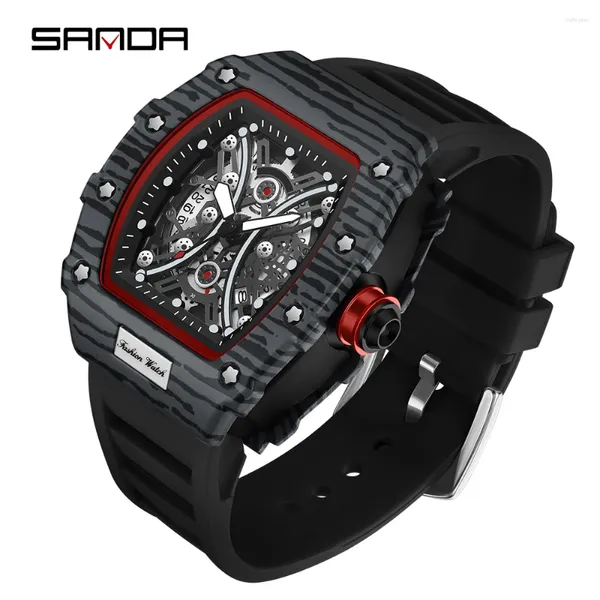 Нарученные часы мода Sanda 2024 Top Men Watches Спортивные военные военные 30 -метровые водонепроницаемые кварцевые часы для мужских часов Relogio Masculin