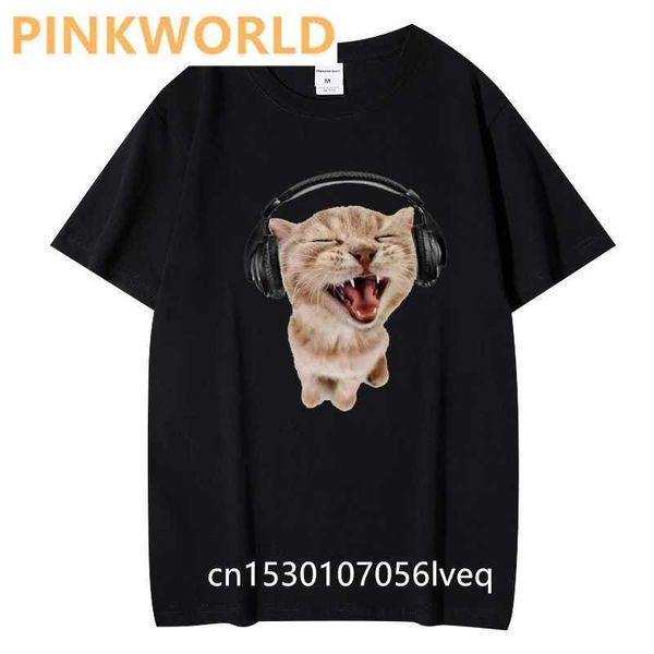 T-shirt da donna Kawaii Kitten Stampato maglietta da donna con una maglietta da donna con donna a maniche corte a cucine topl2405