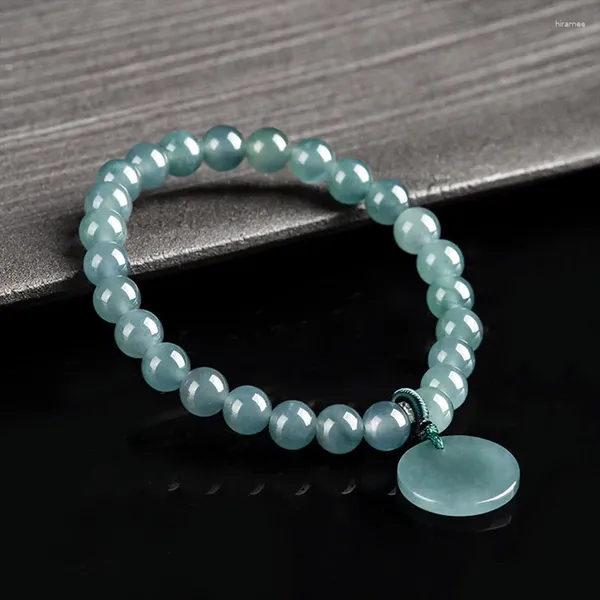 Link braccialetti naturale a livello di grado a blu giada casual manuale a mano rotonda cartoncino arrotolato di bracciale jadeite regalo regalo per uomini donne