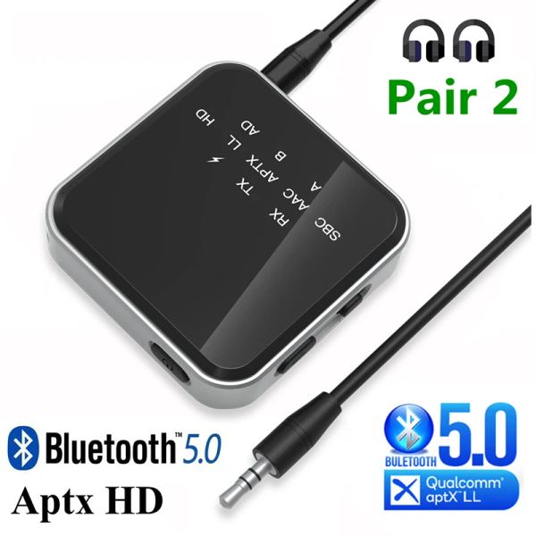 Kit AptX HD LL adaptiver Bluetooth -Empfänger Sender BT 5.2 RCA 3,5 -mm -Jack Aux -Aux -Audioadapter Handsfree Call für TV -Auto -PC