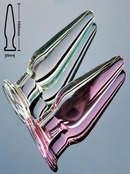 30 -миллиметровый кристаллический анальный дилдо пирекс стеклянный бусин фальшивый мужской пенис член