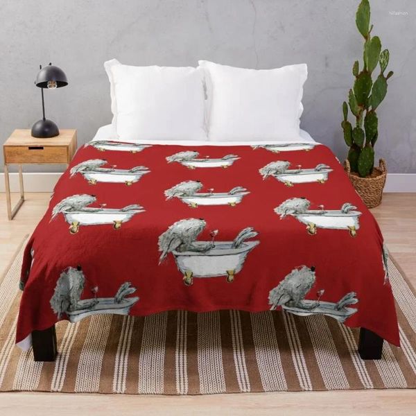 Cobertores Bedlington Terrier Dog em uma banheira Red Bordal Throw Blanket Decorativos para sofá Belas lindas